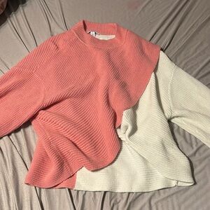 Beautiful Pink and White Cropped Sweater